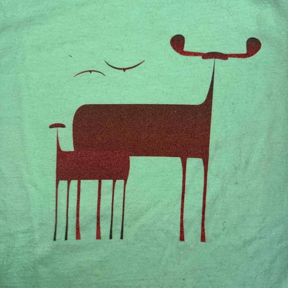 Gildan Softstyle T-Shirt, Mint Green, L, Men's, Minimalist Moose Graphic Print
